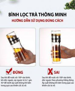 Bình thủy tinh pha trà 2 lớp có lõi lọc